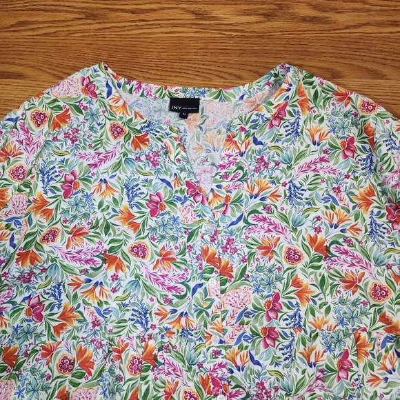 Jones New York Linen Blend Floral Blouse 3x - Picture 4 of 11